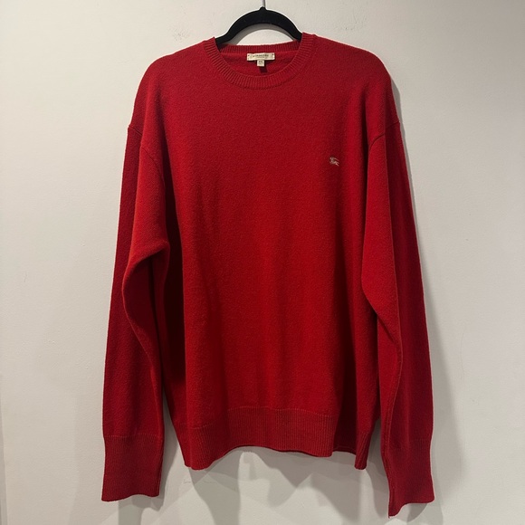 Burberry Men's Lambswool red Crewneck sweater